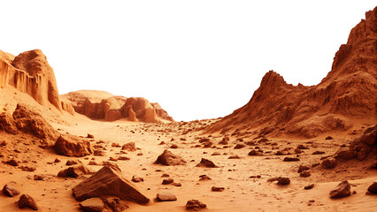 Martian landscape isolated on white background.AI GENERATED
