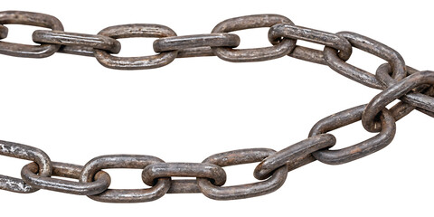 Fototapeta premium Old steel chain isolated on white background.AI GENERATED