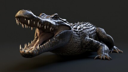 Obraz premium Close-up of a menacing alligator with its jaws open.