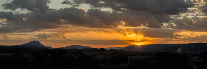 Sainte Victoire mountain in the light of an autumn morning