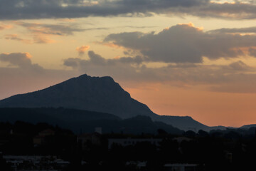 Sainte Victoire mountain in the light of an autumn morning