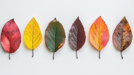 A Vibrant Collection of Fall Leaves Isolated on a Clean White Background Showcasing the Beauty of Autumn's Colors and Textures in a Stunning Display of Nature's Artwork