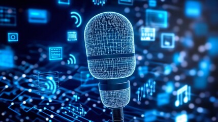 Digital Microphone Network Technology Connectivity Communication Audio Broadcast AI Data Future