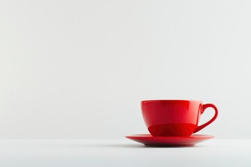 Obraz premium Red Coffee Cup on White Background