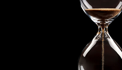 hourglass on black background