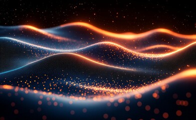 Obraz premium Symbolizing the flow of data, a network of glowing nodes and interconnected lines