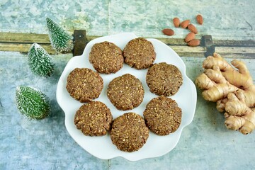 Molasses ginger almond Christmas cookies