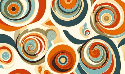 Fototapeta premium Abstract design featuring colorful spirals and swirls in warm tones.