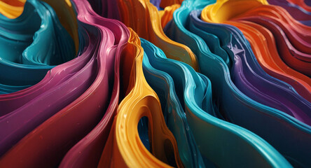 3D abstract design with flowing, extruded colors