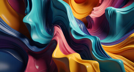 3D abstract design with flowing, extruded colors