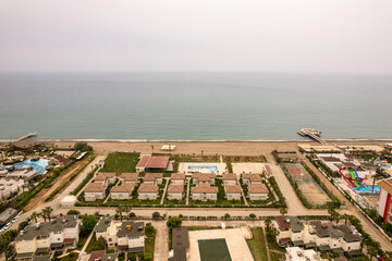 Great view of the coast and skyline from the air with drone.
