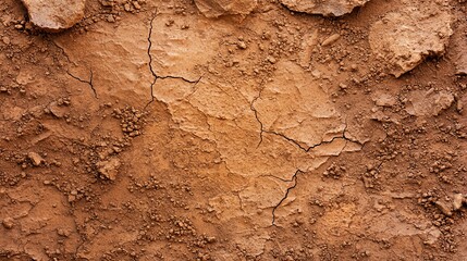 Fototapeta premium Close-up of dry cracked earthy surface texture