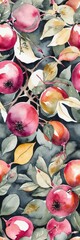 Watercolor Bookmark with Natural Theme of Berries and Intricate Leaves – Fresh Sketch Style Illustration