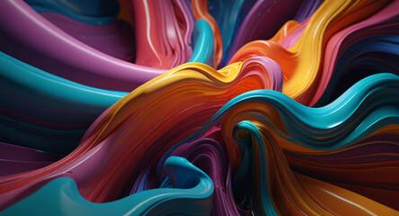 3D abstract design with flowing, extruded colors