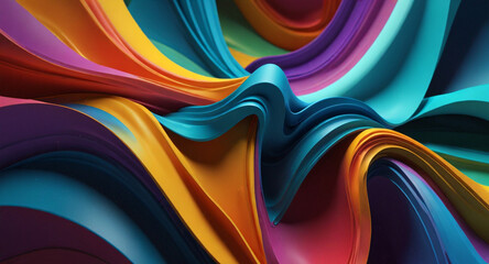 3D abstract design with flowing, extruded colors