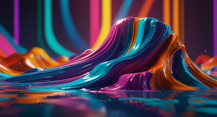 3D abstract design with flowing, extruded colors