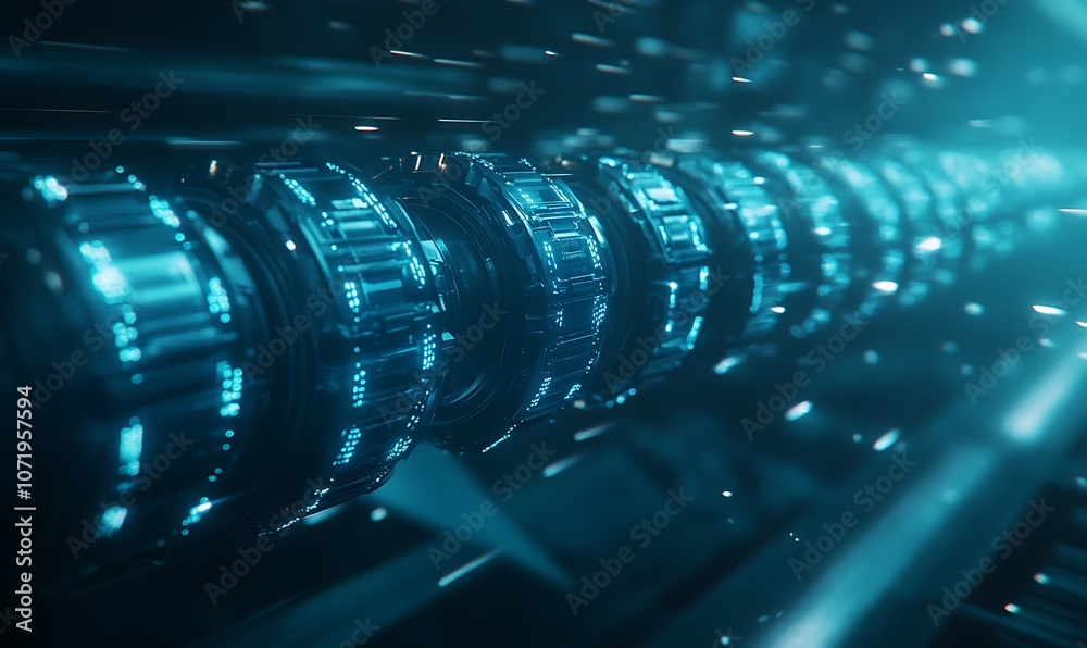 Aufkleber a futuristic, glowing tunnel with intricate patterns and shimmering lights, evoking a sense of speed