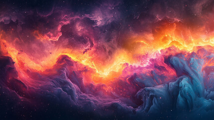 Fototapeta premium cosmic nebula swirls in vivid red and purple hues creating a surreal celestial dreamscape