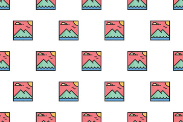 Landscape icon seamless pattern background template