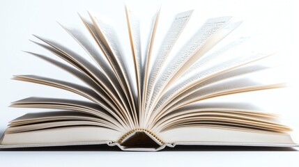 Fototapeta premium Open book with flipping pages on white background.