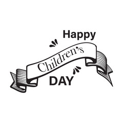 Happy Children's Day hand writing text lettering icon on white background. vector illustration.