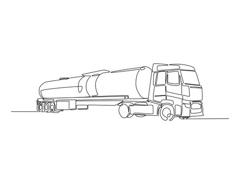 recommend clip art: Continuous one line drawing of Heavy Tanker Truck. Tanker Truck single line art vector illustration. Editable vector.