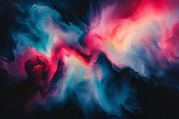 Fototapeta premium cosmic cloud swirls in pink and blue with a surreal and ethereal texture in deep space