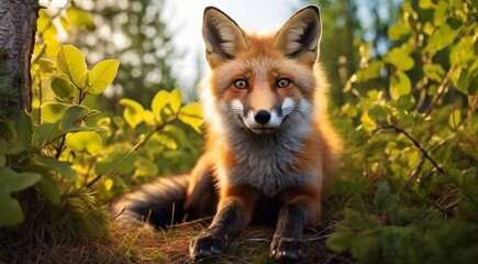 Fototapeta premium cute fox in the nature