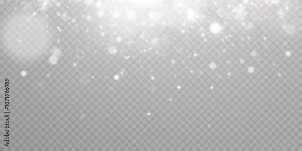 Poster Winter background with snowstorm effect and snowflakes. Vector texture of cold Christmas snowstorm with snowflakes on transparent background.