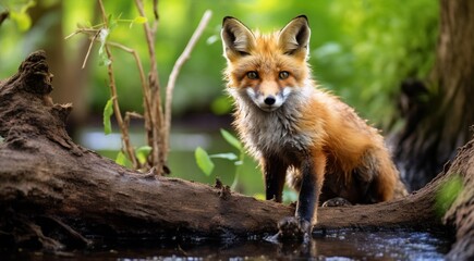 Obraz premium cute fox in the nature