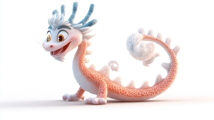 Obraz premium A colorful, animated dragon with a playful expression and vibrant design.