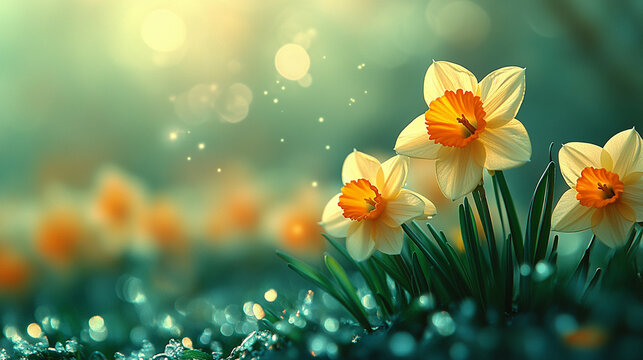 Daffodils blooming in the garden