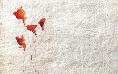 Fototapeta premium A painting of three red flowers on a white background