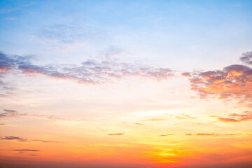Beautiful , luxury soft gradient orange gold clouds and sunlight on the blue sky perfect for the...