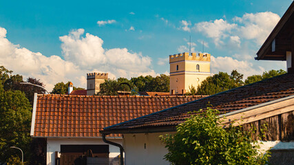 Ancient towers of castle Wildthurn, Landau an der Isar, Dingolfing-Landau, Bavaria, Germany