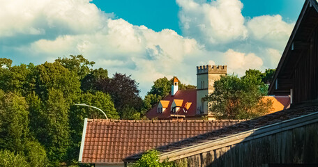 Ancient towers of castle Wildthurn, Landau an der Isar, Dingolfing-Landau, Bavaria, Germany