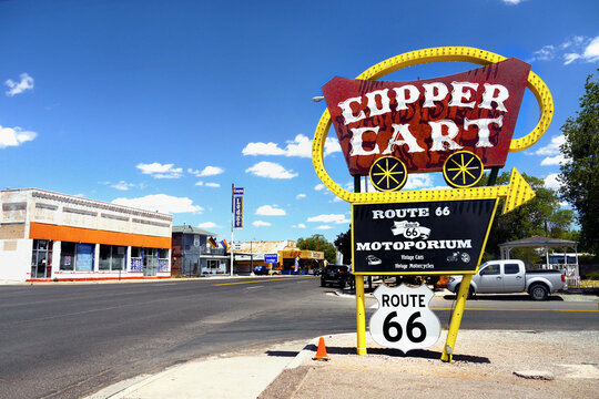 Historic Route 66 in Seligman, street view.  Arizona. U.S.