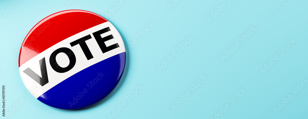 Poster vote button on blue background. 3d rendering