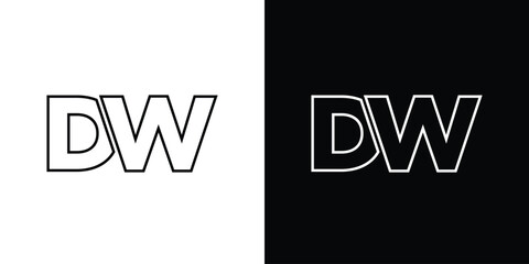 Obraz premium Letter D and W, DW logo design template. Minimal monogram initial based logotype.