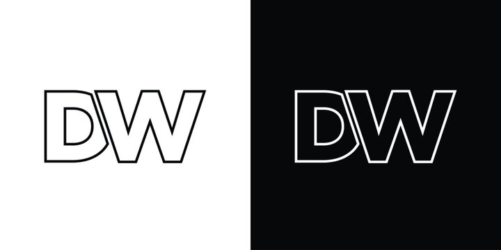 Letter D and W, DW logo design template. Minimal monogram initial based logotype.