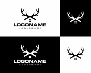 real estate logo roof of house with deer antlers