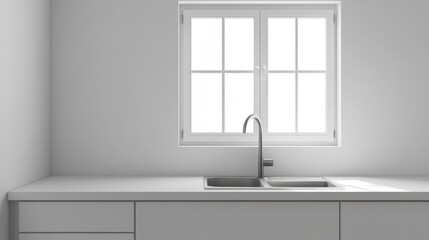 Modern Kitchen Sink with Window
