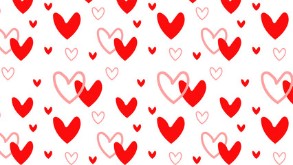 White background illustration with lots of hearts, for Valentine's Day.
