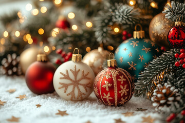 d&eacute;corations de no&euml;l, boules, color&eacute;, sapin de no&euml;l, arbre de no&euml;l, suspendu, f&ecirc;te, c&eacute;l&eacute;bration, tradition