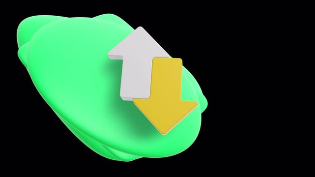 Animated 3D Up and Down Arrows Icon with Transparent Background (Alpha Channel)