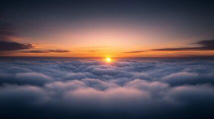Fototapeta premium Tranquil Sunrise Above Ethereal Clouds at Dawn
