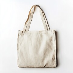 Simple beige canvas tote bag on a white background, perfect for eco-friendly shopping and versatile everyday use.