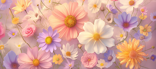 Vibrant Array of Colorful Flowers in Blooming Garden Setting