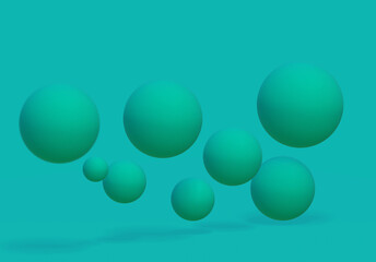 3D green abstract geometric background rendering cubic corporate design template.