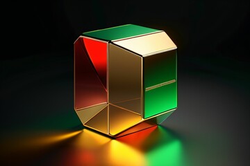 rectangular prism,copper,gold,red,green,yellow,spiritual,realistic,detailed
